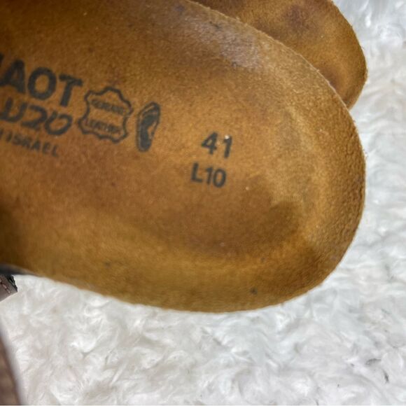 Naot leather metallic brown straps slings back wedge sandals size 10 - Picture 7 of 10